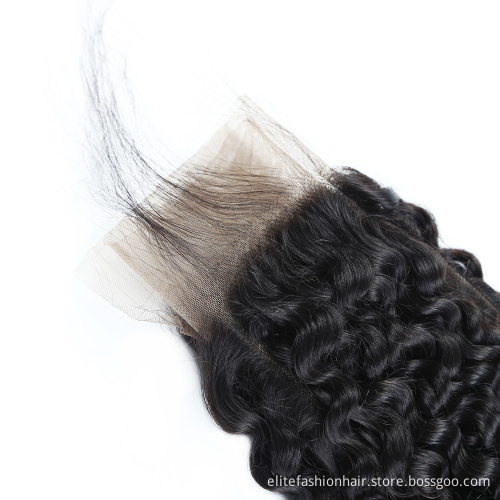 Unprocessed 100% Brazilian Virgin Human Hair 13x4" Ear to Ear Lace Frontal Closure Natural black Curly 13x4 Frontal Closure